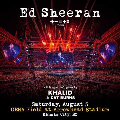 Multiple GRAMMY Award-winning, global superstar Ed Sheeran brings his Mathematics Tour to Soldier Field on Saturday, July 29th with special guests KHALID and Cat Burns. Opening Times. Bag Policy. Prohibited Items. Box Office. Tingly Ted's Tailgate. Merchandise. Food & Beverage. Ride Share.